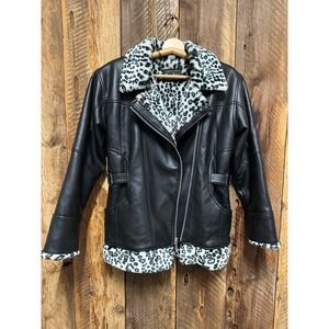 VTG Y2K Faux Fur Faux Leather Bocca Lupo Woman's Size 10 Retro Glam Rocker Chic